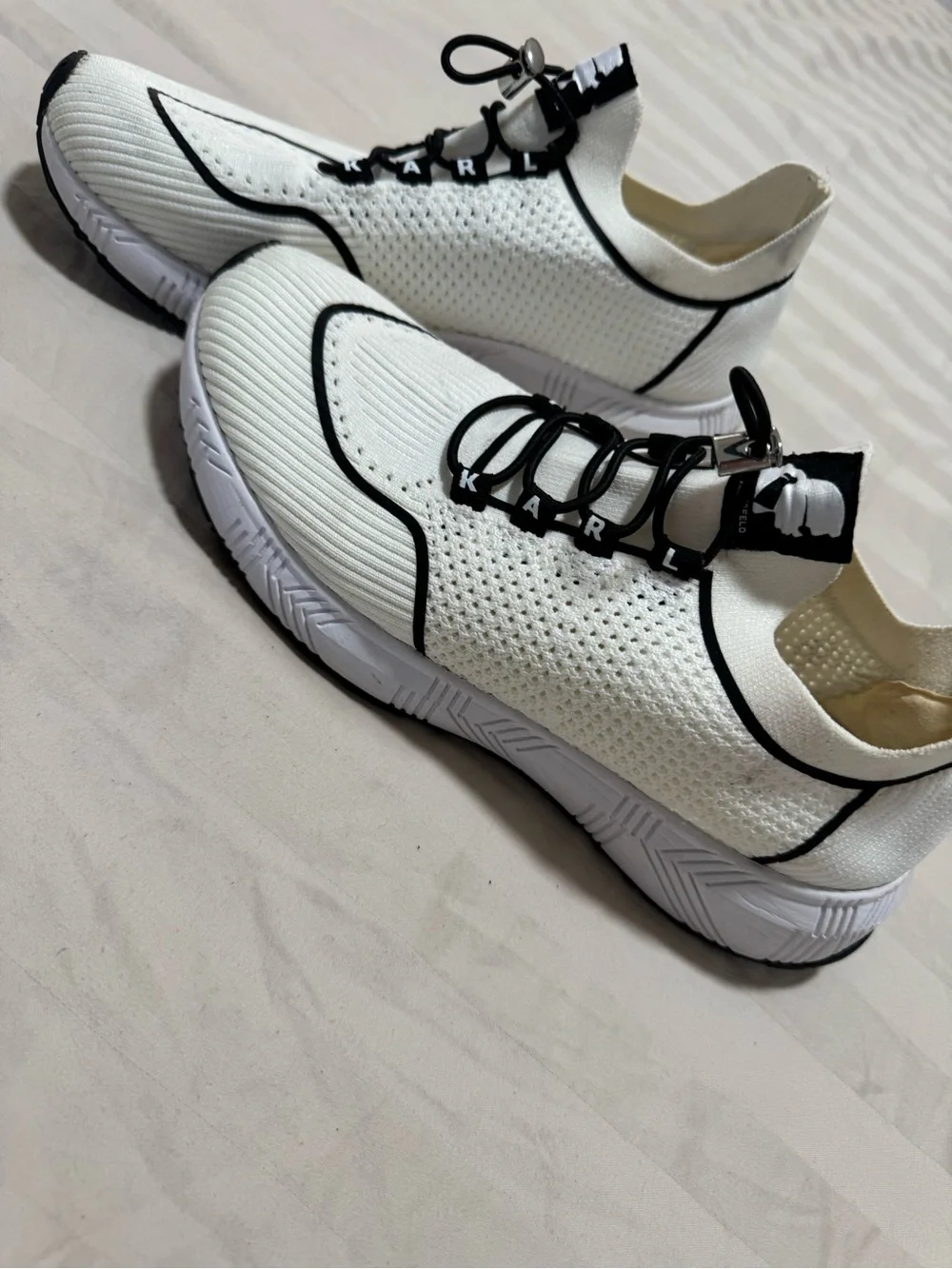 Karl Lagerfeld White and Black Knit Men's Sneakers